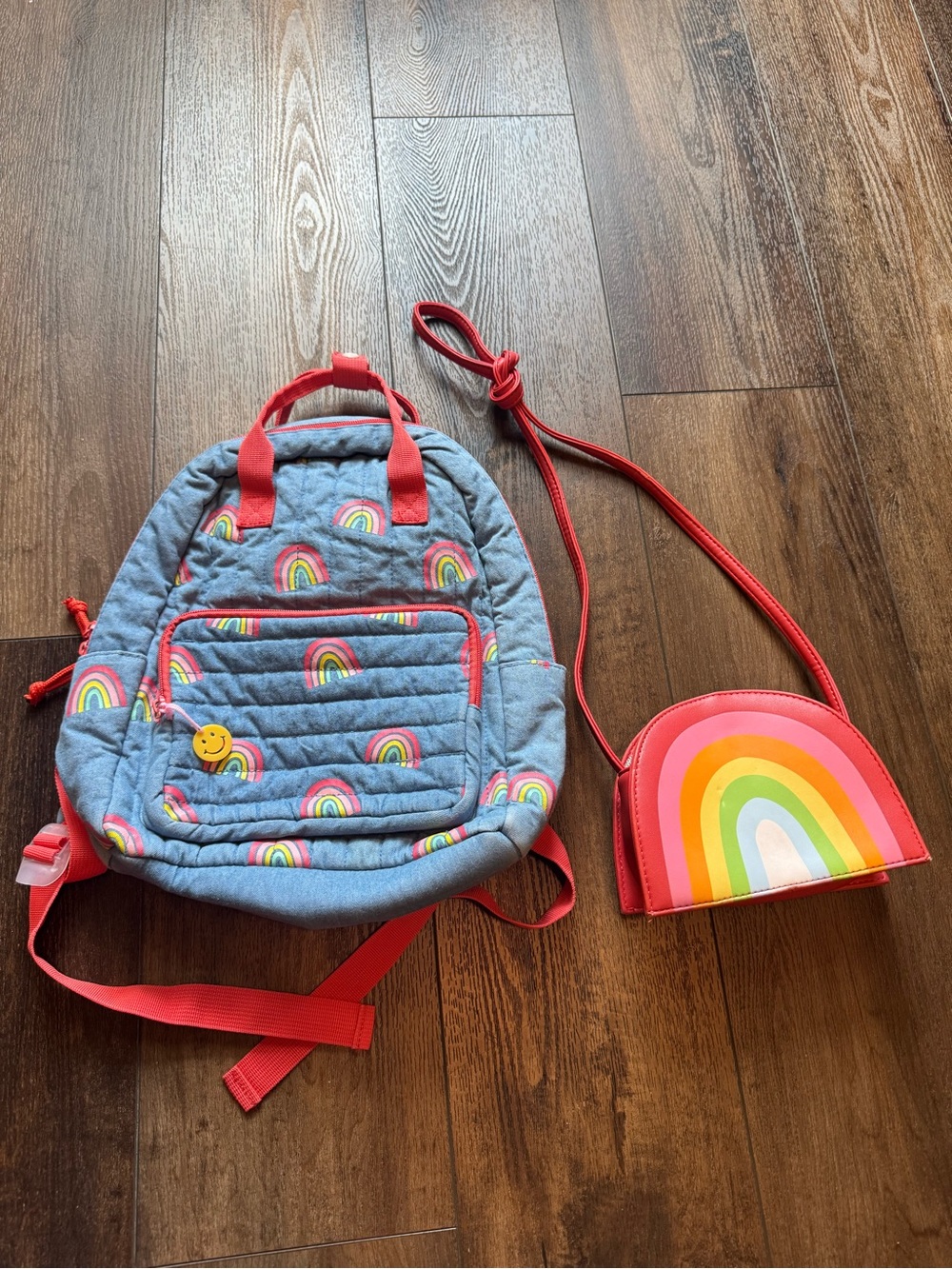 Rainbow mini backpack and matching purse